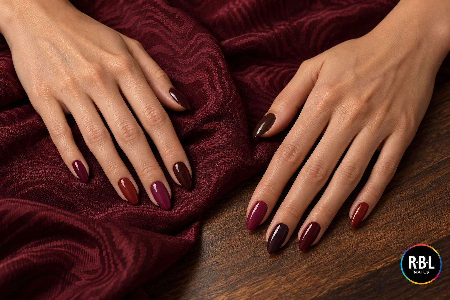Manicure ispirata alla palette Borgogna Notturno