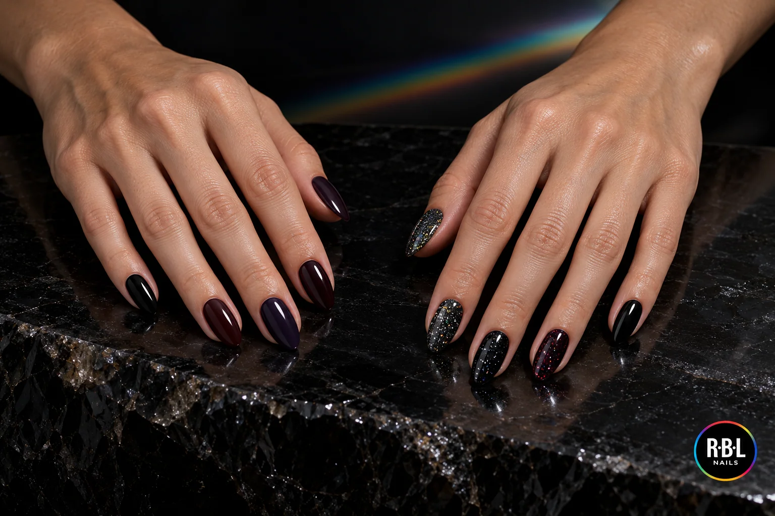 Manicure ispirata alla palette Obsidian